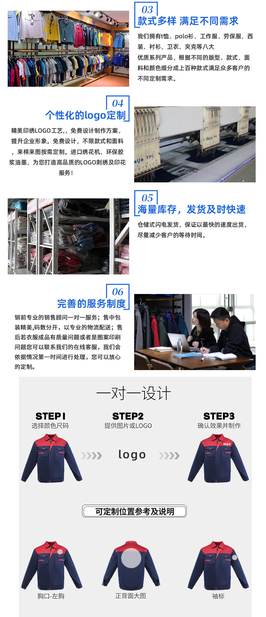 深蓝配桔红夏季工作服AD069