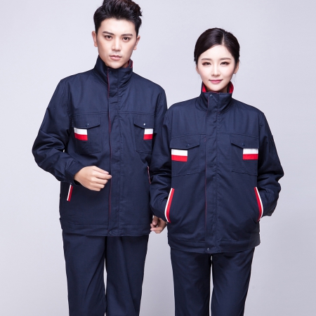 藏青拼色工作服MF121