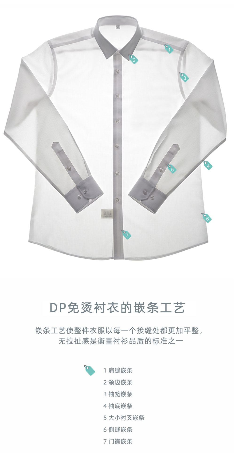 100支弹力DP成衣免烫衬衫