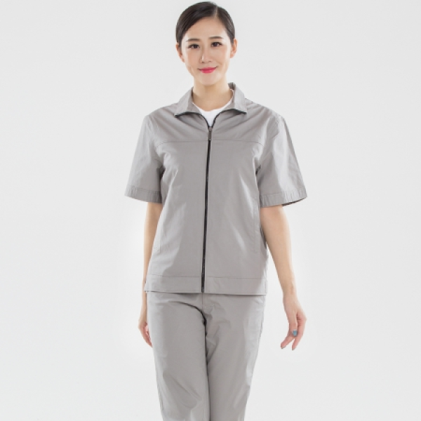 浅灰色拉链夏季工作服AD19-1