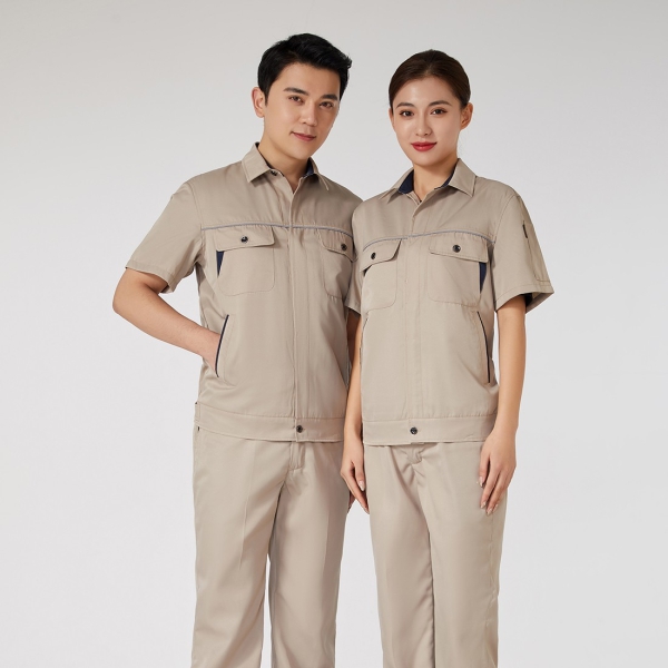 卡其色拼藏青色工作服AD2202-4