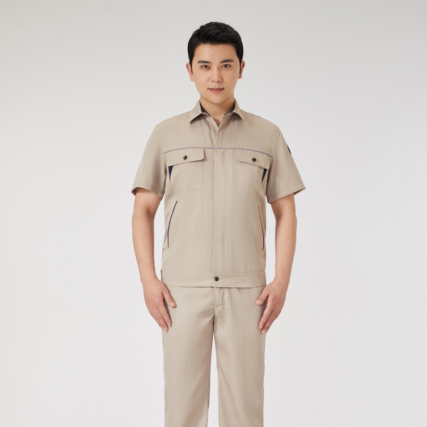 卡其色拼藏青色工作服AD2202-4