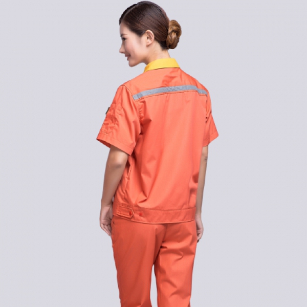 橘黄拼黄色夏季工作服AD09-5