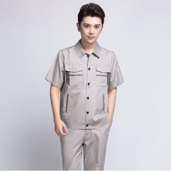 浅灰拼中灰夏季工作服AD06-1