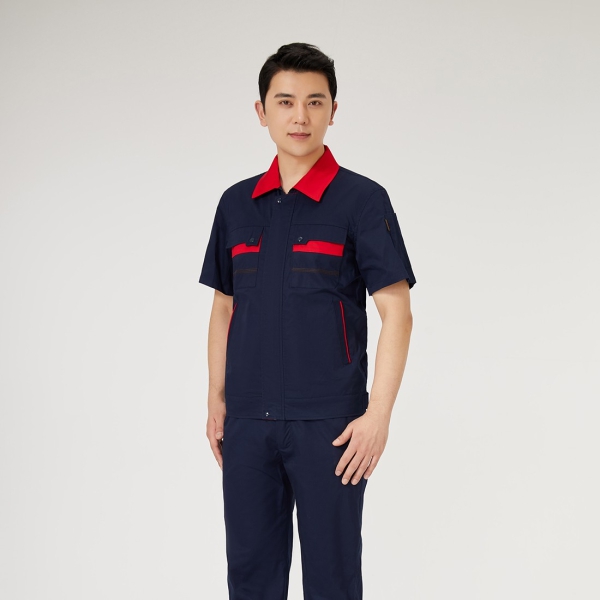 大红拼暗红色工作服AD2201-1