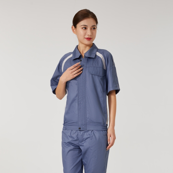 墨绿拼彩蓝色工作服AD2204-1