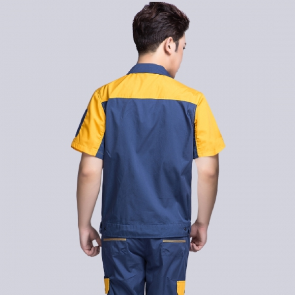 蟹青拼黄色夏季工作服AD08-2