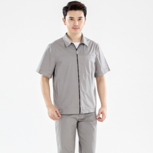 浅灰色拉链夏季工作服AD19-1