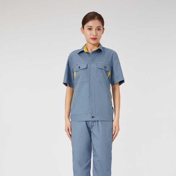 兰灰拼金黄色工作服AD2202-5