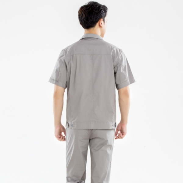 浅灰色拉链夏季工作服AD19-1