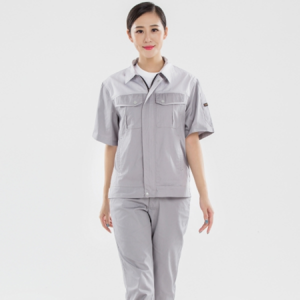 灰拼米白色夏季工作服AD20-4