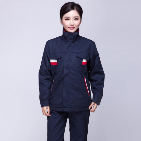 藏青拼色工作服MF121