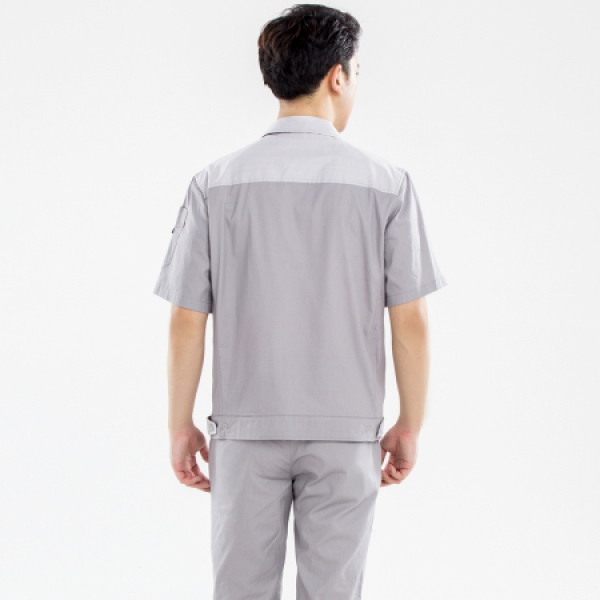 浅灰拼米白色夏季工作服AD14-1