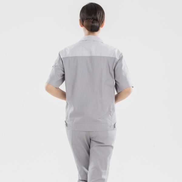 灰拼米白色夏季工作服AD20-4