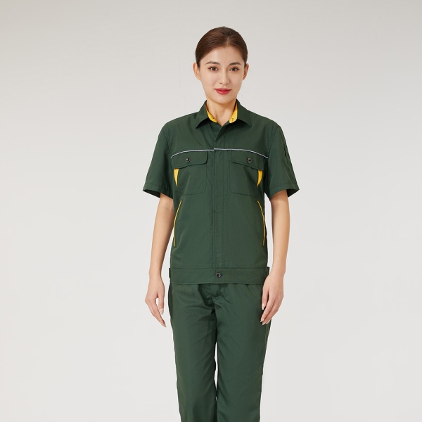 墨绿拼金黄色工作服AD2202-3