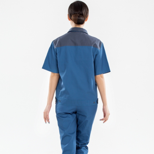 浅兰色拼灰色夏季工作服AD20-2