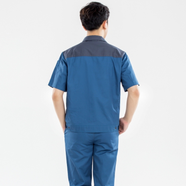 浅兰色拼灰色夏季工作服AD20-2