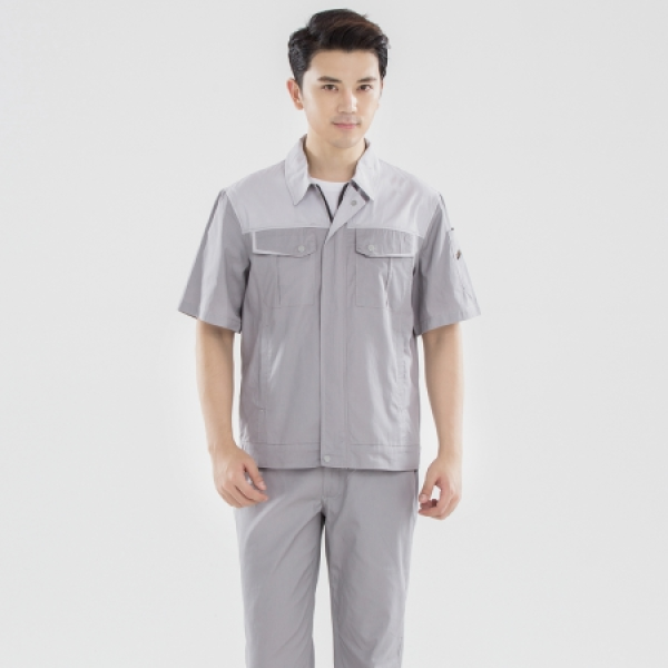 灰拼米白色夏季工作服AD20-4