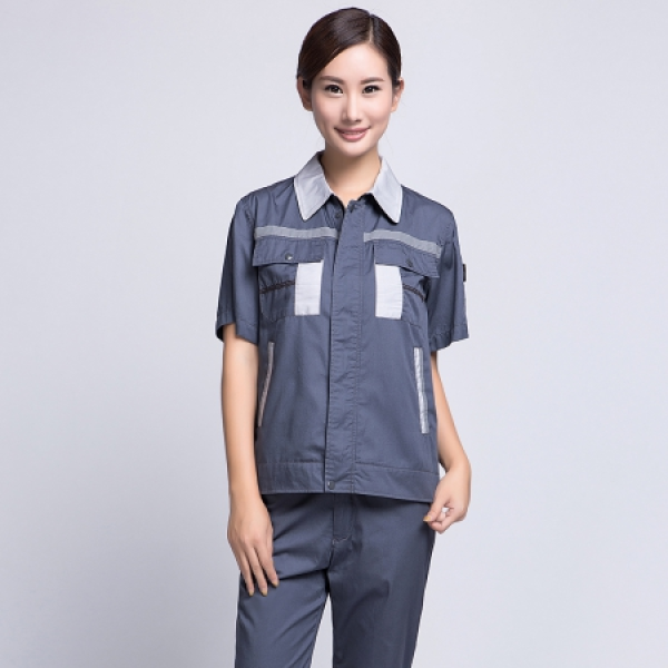 中灰拼银白夏季工作服AD09-4