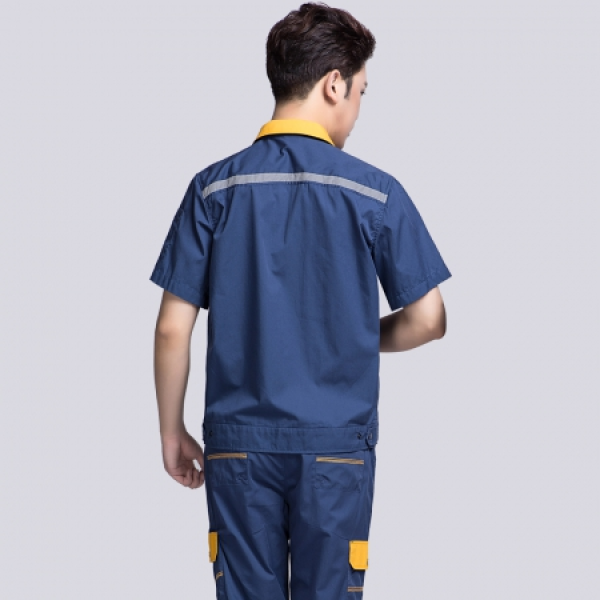 蟹青拼黄色夏季工作服AD09-2