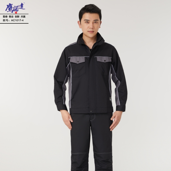 黑拼灰色工作服AC1017-4