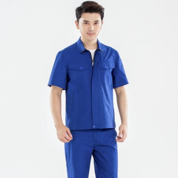 艳蓝色夏季工作服AD16-4