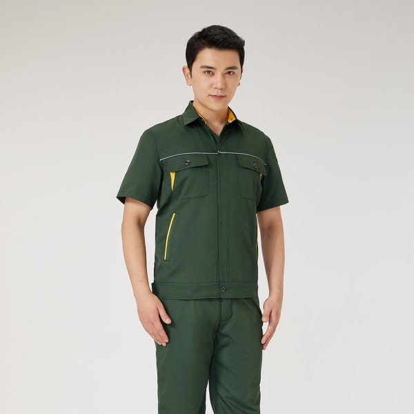 墨绿拼金黄色工作服AD2202-3