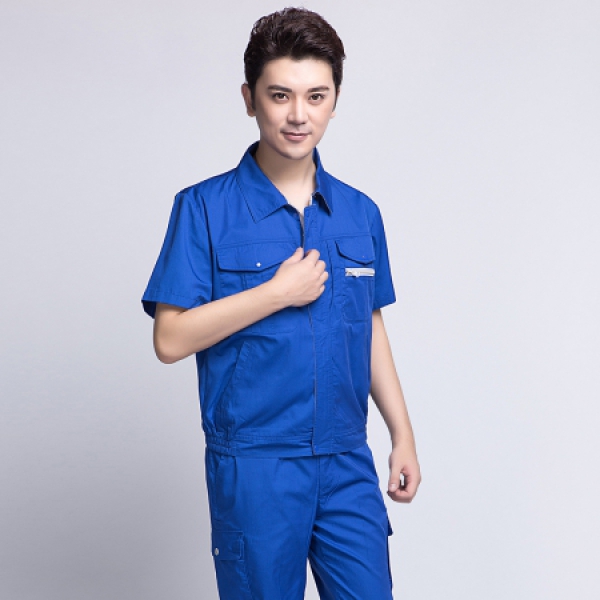 艳蓝色夏季工作服AD12-4