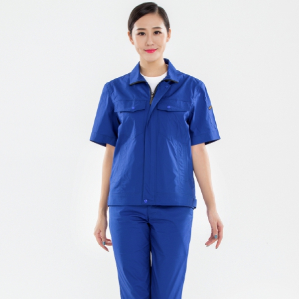 艳蓝色夏季工作服AD16-4