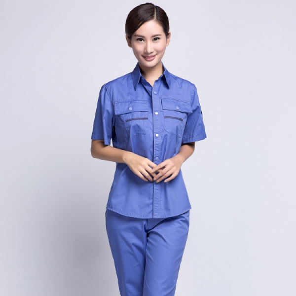 湖蓝色夏季工作服AD10-2