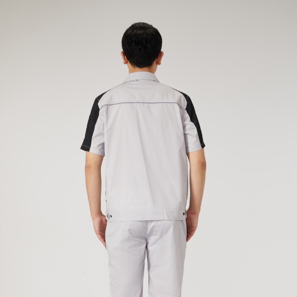 浅灰色拼黑色工作服AD2206-2