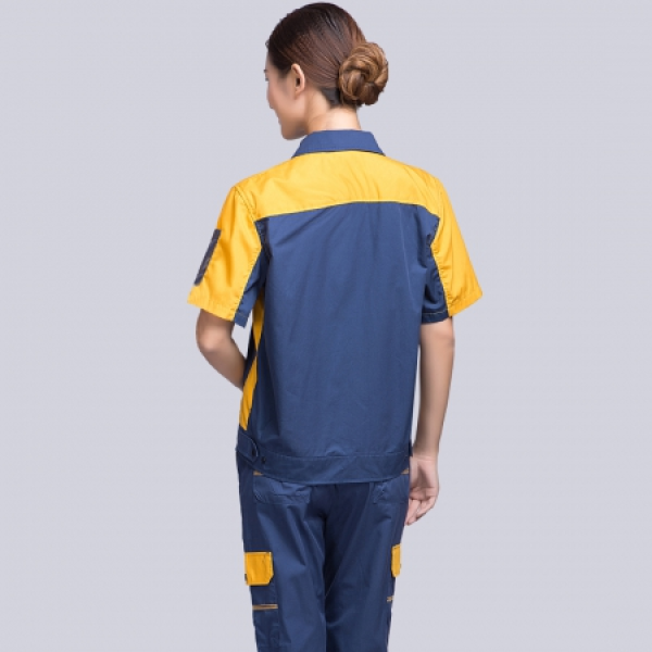 蟹青拼黄色夏季工作服AD08-2