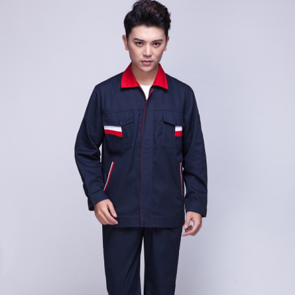 藏青色拼紫红工作服AC02-1