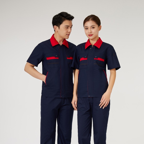 大红拼暗红色工作服AD2201-1