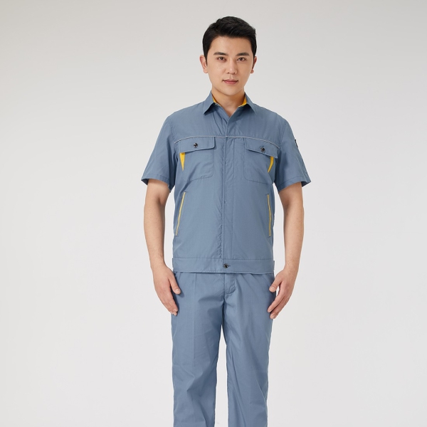 兰灰拼金黄色工作服AD2202-5