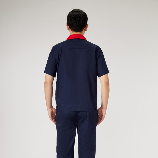 大红拼暗红色工作服AD2201-1