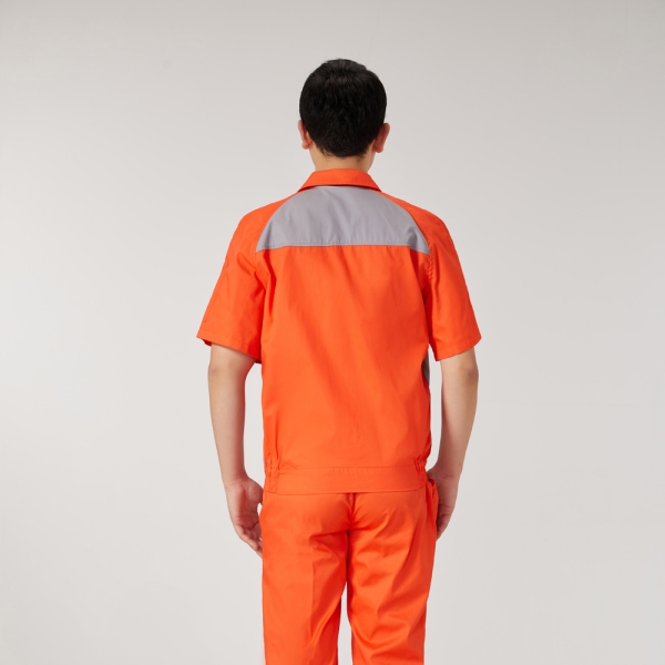 桔色拼浅灰色工作服AD2204-3