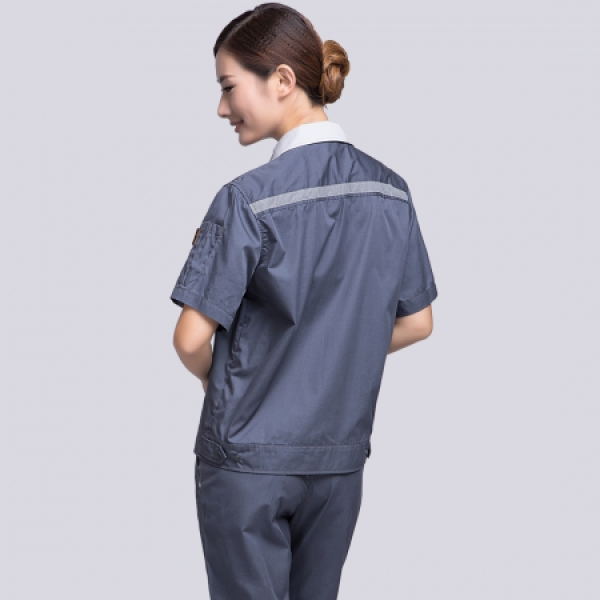 中灰拼银白夏季工作服AD09-4
