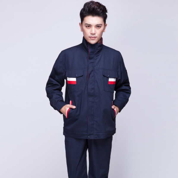 藏青拼色工作服MF121