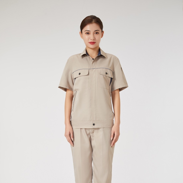 卡其色拼藏青色工作服AD2202-4