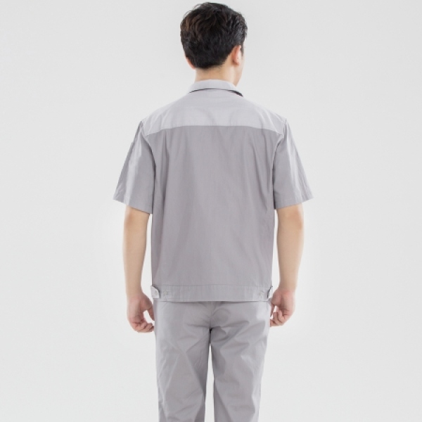 灰拼米白色夏季工作服AD20-4