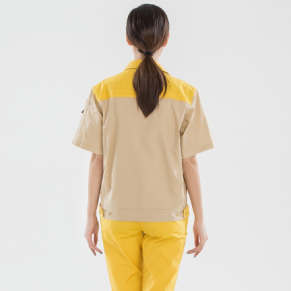 黄拼驼色夏季工作服AD17-4