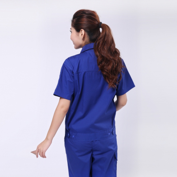 艳蓝色夏季工作服AD082