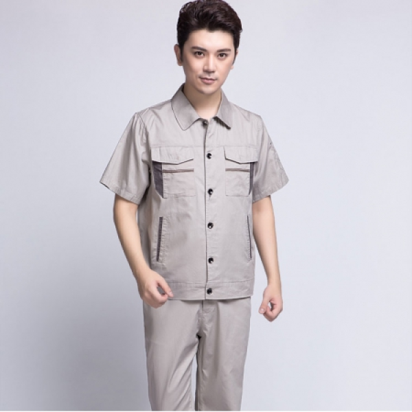 浅灰拼中灰夏季工作服AD06-1