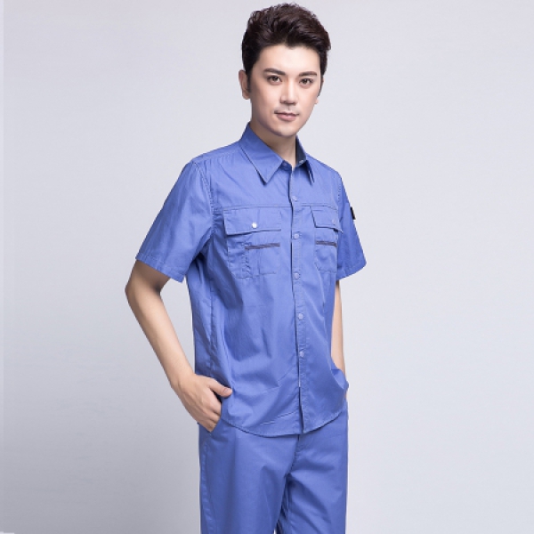 湖蓝色夏季工作服AD10-2