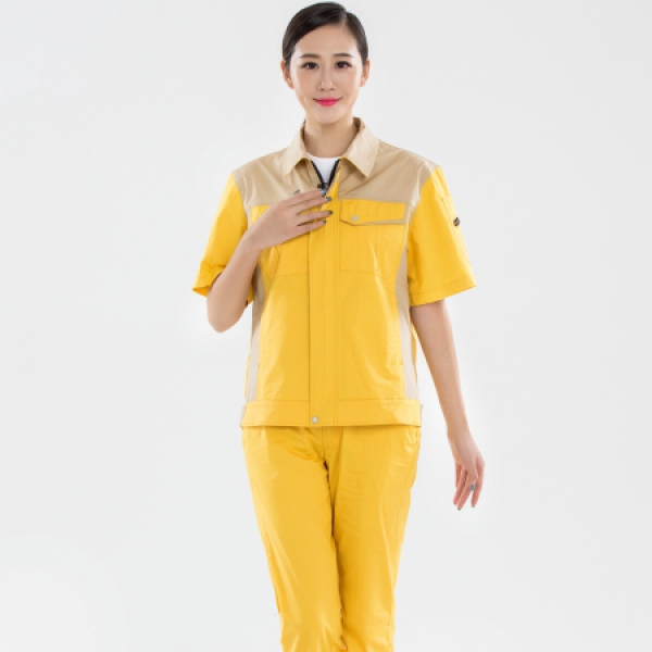 黄拼驼色夏季工作服AD14-4