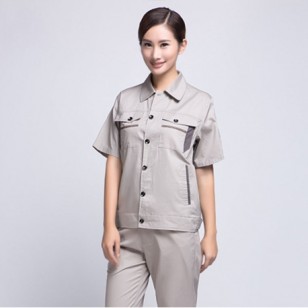 浅灰拼中灰夏季工作服AD06-1