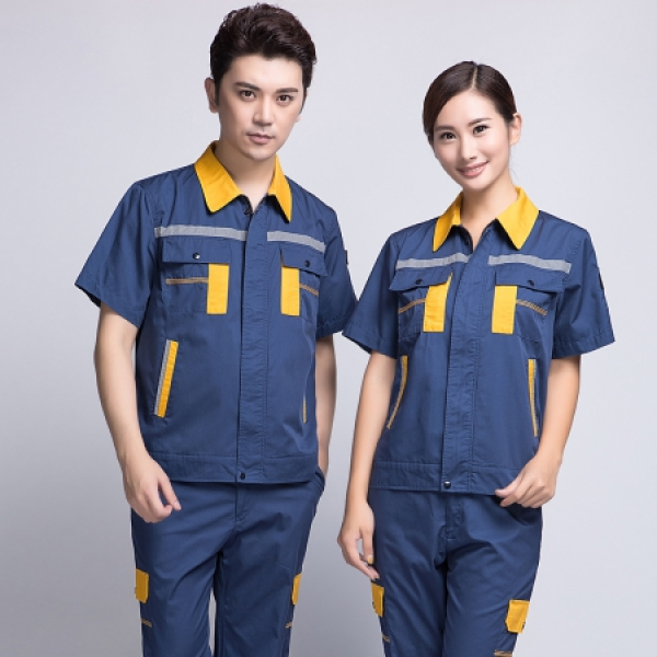 蟹青拼黄色夏季工作服AD09-2