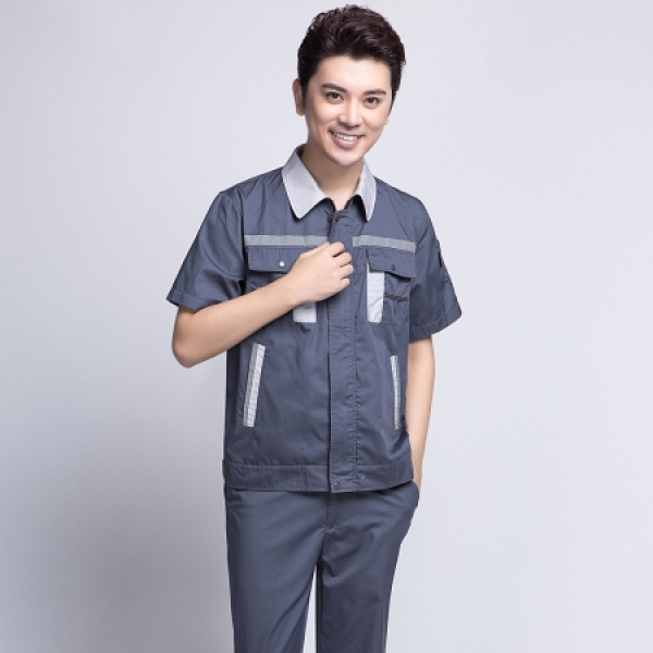 中灰拼银白夏季工作服AD09-4