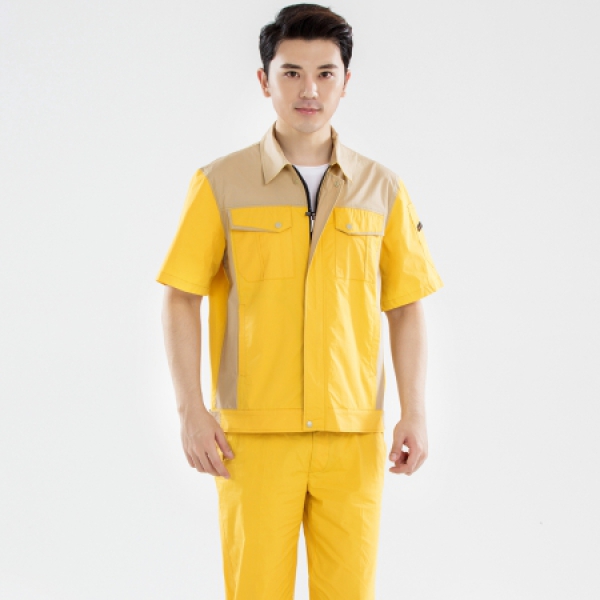 黄拼驼色夏季工作服AD14-4